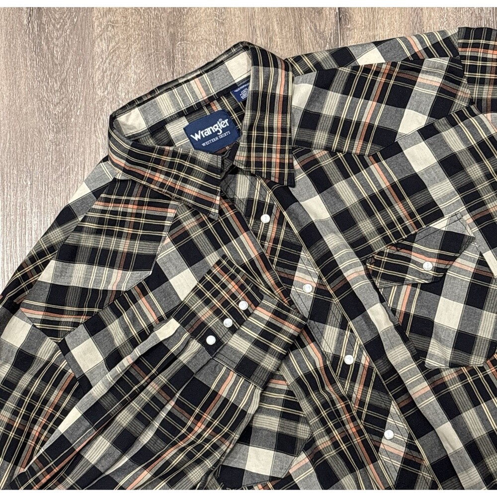 Vintage Wrangler Pearl Snap Shirt Mens 3XT Plaid Western Cowboy Lightweight